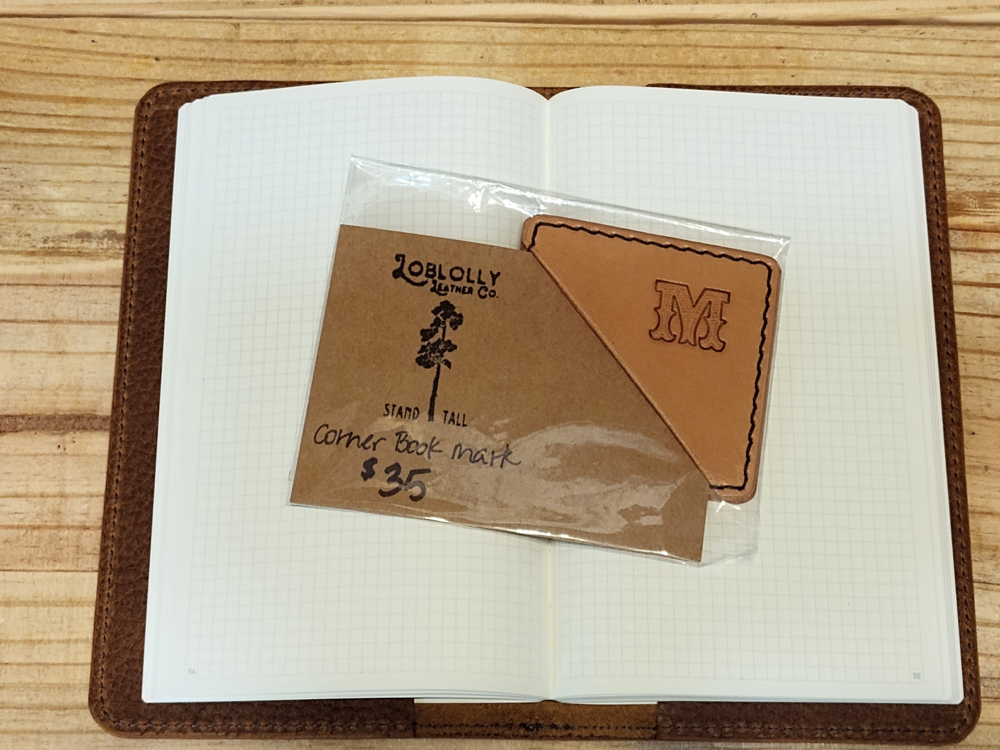 "M" Initial Corner Bookmark